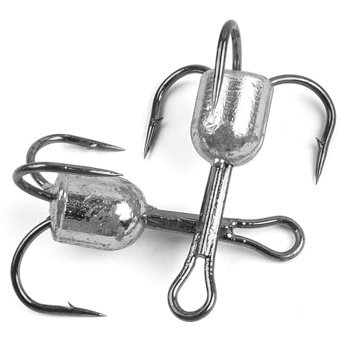 Snagging Hooks Snagging Weighted Treble Hooks Large Treble Fishing Hook Bunker Snag Hook with Weight for Saltwater Freshwater Bass Trout Salmon 5/0 6/0 8/0 10/0 - size: 10/0-2.5oz-5pcs