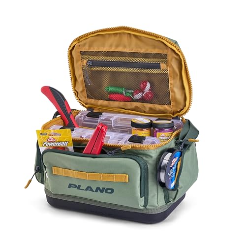 Plano Weekend 3600 Tackle Bag, Cutting-Edge Fishing Tackle Bag, Molded Waterproof Base, Spacious Storage, Die Cut Tool Sleeves, Daisy Chain Attachment Points - color: Moss, style: 3600 Tackle Case