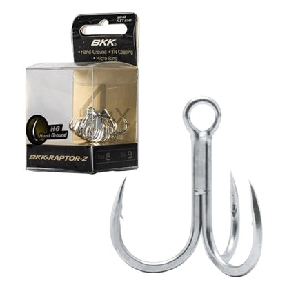 BKK Raptor-Z Treble Hook | 4X | Saltwater Corrosion Resistant Bright Tin Coating | Hand Ground Point | Heavy Duty Lure Hook, Popping, Stickbaits - size: 8#