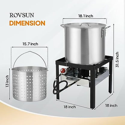 ROVSUN 60QT Turkey Fryer with 150,000BTU Propane Stove, Aluminum Seafood Crawfish Boiler Steamer & Deep Fryer with Basket, 10PSI CSA Certified Regulator & Lifting Hook for Outdoor Backyard Cooking - size: 60QT