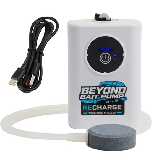 Beyond Fishing Mini Bait Pump with Fish Aerator – Portable Bait Bubbler, Rechargeable USB-C Compact Bubbler Pump for Live Bait