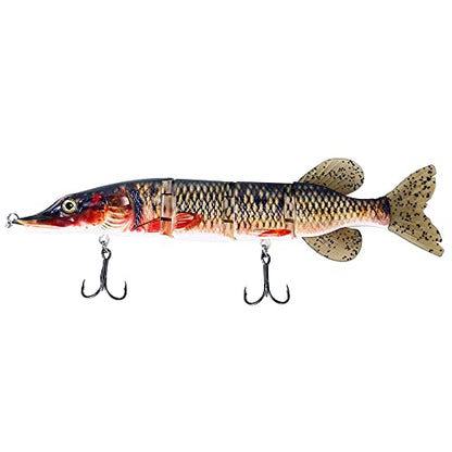 Large Multi Jointed Fishing Lures Bait,Big Giant Fishing Bass Lures,Crankbaits Swimbaits with Treble Hook - color: B1-10.24",3.8oz