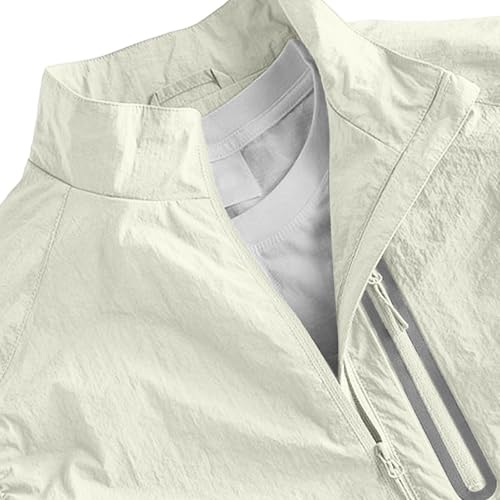 Fishing Vest - Fishing Vests for Men Lightweight Waterproof Zip Up Sleeveless Utility Jackets Outwear with Multi Pockets - color: 01# Beige, size: XX-Large