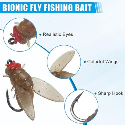 Bionic Fly Fishing Bait, 18/36pcs Fly Fishing Flies Lures Kit Trout Jigs Swimbait Dry Flies Trout Panfish Lures Freshwater Saltwater Flies Fly Fishing Hook Artificial Soft Bait - style: Brown-18pcs