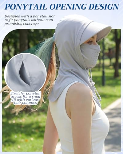 Shihanee 3 Pack Balaclava Face Mask Sun Protection Hood Cooling Breathable Full Head Mask for Men Women Fishing Cycling - color: Black, Grey, Misty Grey