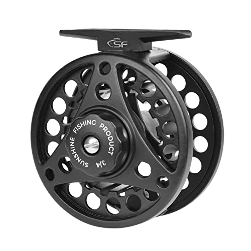 SF SF-001 Large Arbor Fly Fishing Reel with Aluminum Alloy Body 3/4wt 5/6wt 7/8wt Die Cast Pre-Loaded Fly Reel with Line Combo for Trout Bass Carp Pike Panfish - color: Matt black-Unloaded, size: 3/4wt