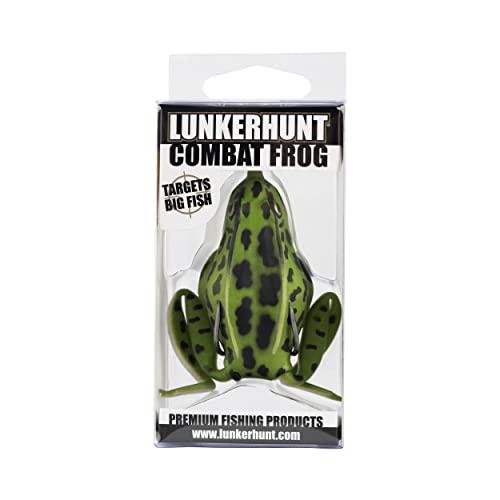 Lunkerhunt - Topwater Fishing Lures for Bass Trout Fishing | Combat Frog Lure for Big Fish | Award Winning Hollow Body Frog Fishing Bait with Weedless Hooks - color: Green Tea