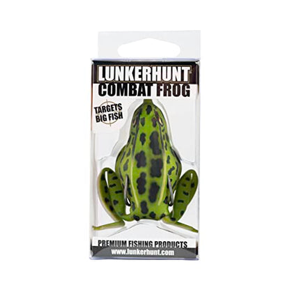 Lunkerhunt - Topwater Fishing Lures for Bass Trout Fishing | Combat Frog Lure for Big Fish | Award Winning Hollow Body Frog Fishing Bait with Weedless Hooks - color: Green Tea