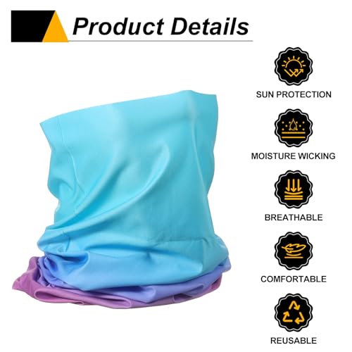HARFINGTON Summer Cooling Neck Gaiter Sun Protection Face Mask Fishing Necks Gaiter Unisex for Cycling Outdoor Sports - color: Gradient Purple-Green