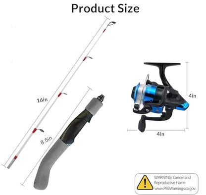 Generic 122Pcs Ice Fishing Rod Reel Combo, 24" Medium Light Ice Fishing Rod Kit with Ice Fishing Jigs, Lures for Trout, Walleye, Perch, Panfish Bluegill Crappie