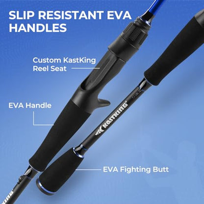 KastKing Centron Fishing Rod and Reel Combo, Spinning & Baitcasting Combos, IM6 Graphite 2Pc Blanks, Stainless Steel Guides with Ceramic Rings, Contoured EVA Handles & Fighting Butt - style: Cast-7' Mh, Left Handed