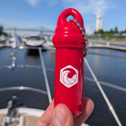 Seahive Floating Keychain (1 pack) with Waterproof Safety Container Boat Key Float - Pontoon, Fishing Accessories key holder - color: Red