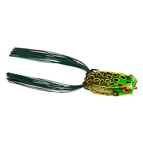 BOOYAH Poppin' Pad Crasher Topwater Bass Fishing Hollow Body Frog Lure with Weedless Hooks - color: Bullfrog