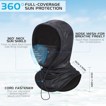 GXCROR Cooling Breathable Balaclava Face Mask Sun UV Protection Hood Shiesty Mask for Cycling Fishing Running - color: Black Camo