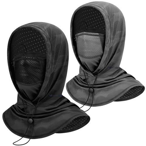 YANIKY Summer Cooling Balaclava with Breathable Holes, Sun UV Protection Face Mask for Running, Cycling, Fishing, Men & Women - color: Black & Dark Gray Camo Set