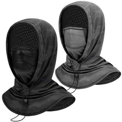 YANIKY Summer Cooling Balaclava with Breathable Holes, Sun UV Protection Face Mask for Running, Cycling, Fishing, Men & Women - color: Black & Dark Gray Camo Set