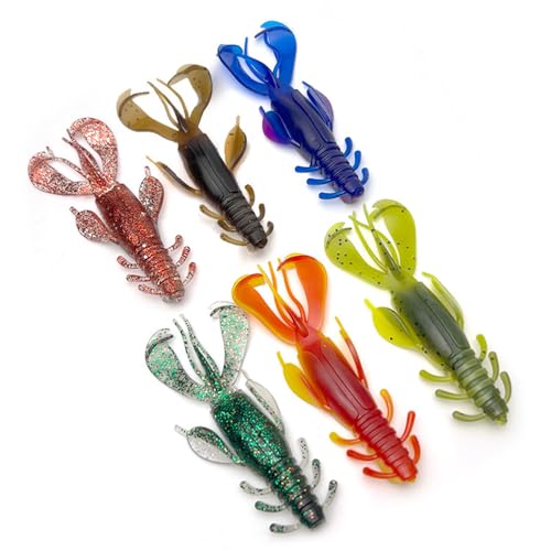 Fishing Soft Lures Shrimp Baits, Fishing Tackle Durable Flexible Bait Saltwater Freshwater Fishing Lure, 5 Pack - color: blue and purple