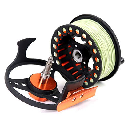 M MAXIMUMCATCH Maxcatch ECO Large Arbor Fly Fishing Reel (3/4wt 5/6wt 7/8wt) and Pre-Loaded Fly Reel with Line Combo - color: Black (With Line Pre-loaded), size: 7/8 weight