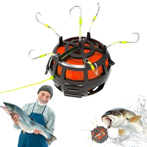 2025 New Reverse Bottom Bait Cage Fishing Hook, 360°Floating Bait Cage, Spring Baits Cages Trap Fishings Hooks, Compatible with Cubes, Pellets, Powdered-Baits for Under 27lb Fish - color: No.8: Under 8 lb