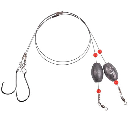 AGOOL Saltwater Grouper Rigs Carolina Rig Bottom Surf Fishing Rigs with Egg Sinkers Circle Hooks for Catfish Flounder Drum Redfish Grouper Halibut Snapper - size: 2oz sinkers(6pcs) + hooks(20pcs)