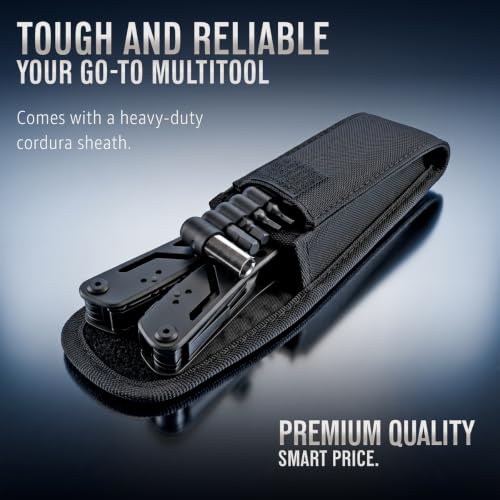 24-in-1 Multitool with Knife, Pliers & 11 Magnetic Bits - Black Stainless Steel Multi Tool for Camping, Hiking, EDC - Gift for Men 2238B - color: 2. Black