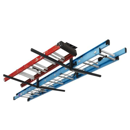 FLEXIMOUNTS Double Arm Adjustable Overhead Ladder Rack, 71.5" Arms | Heavy-Duty Steel, 90 Lbs Per Arm, 180 Lbs Total Capacity, Ideal For Ladders, Kayaks, Surfboards And Tools - size: Double