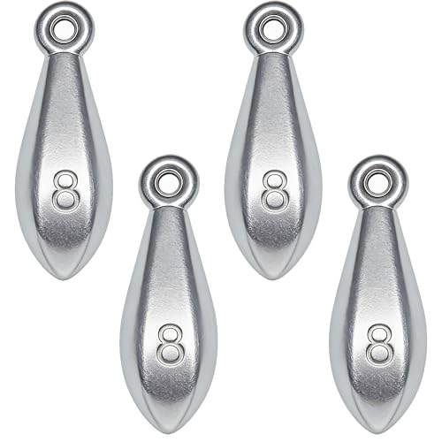 Fishing Weights Sinkers Bank Sinkers Bullet Weights for Surf Fishing Pier Bank Fishing Saltwater Fishing Gear 1oz to 8oz - size: 8 Ounce-4pcs