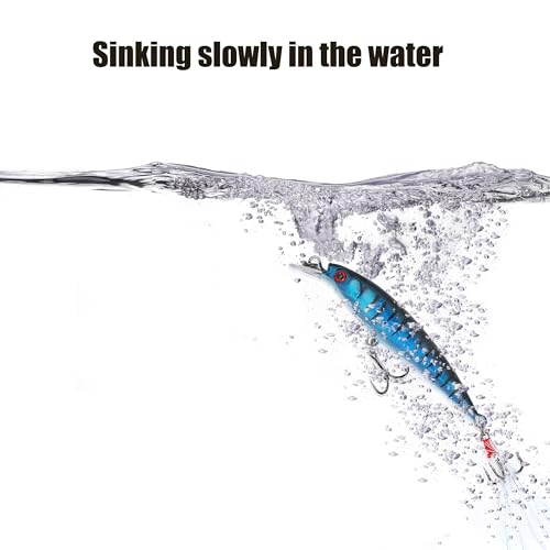 EXAURAFELIS Suspending Jerkbaits California Surf Fishing Lures Fishing Gear Minnow Lure swimbaits Minnow Lure Baits Kit Topwater Baits Swimbait for Bass Trout Pike Catfish FishingPlug Freshwater