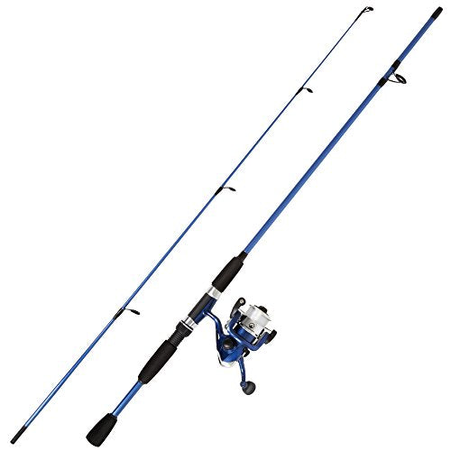 Wakeman Fiberglass Fishing Rod and Reel Combo – 2-Piece 65-Inch Medium Action Spinning Rod Set for Lake Fishing - color: Blue