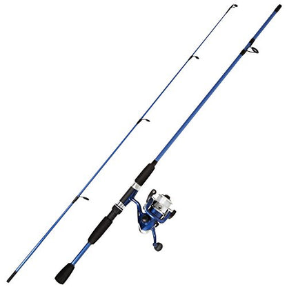Wakeman Fiberglass Fishing Rod and Reel Combo – 2-Piece 65-Inch Medium Action Spinning Rod Set for Lake Fishing - color: Blue