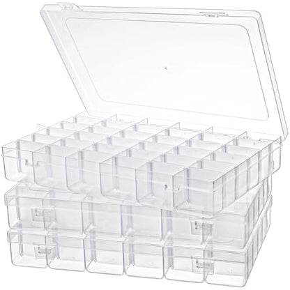 Tosnail 3 Pack 36 Compartments Clear Plastic Craft Storage Organizer Small Parts Organizer with Dividers