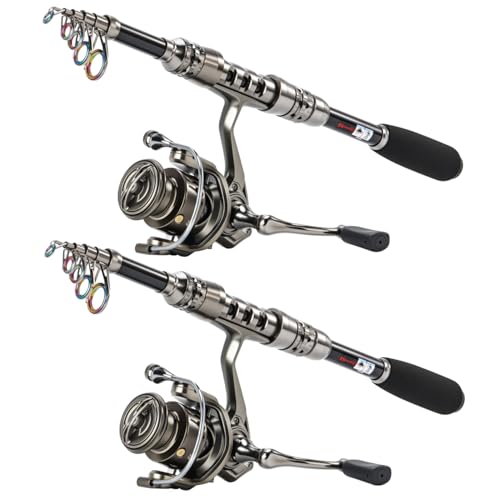 Sougayilang Fishing Rod and Reel Combo – 5.9FT Telescopic Carbon Fiber Fishing Pole with 12+1 BB Spinning Reel, Saltwater Freshwater Kit - color: 2PACK- 5.9FT Fishing Rod and Reel
