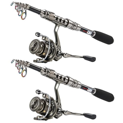Sougayilang Fishing Rod and Reel Combo – 5.9FT Telescopic Carbon Fiber Fishing Pole with 12+1 BB Spinning Reel, Saltwater Freshwater Kit - color: 2PACK- 5.9FT Fishing Rod and Reel