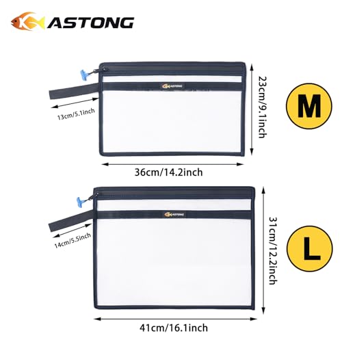 2 Layer Water-resistant Fishing Bait PVC Clear Storage Bag BaitShield Tackle Bag Storage for Bait Tackle Lures Soft Plastics and Fishing Gear Large Capacity 2 Size (1Pc Medium+1Pc Large)