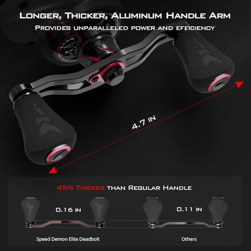 KastKing Speed Demon Elite Fishing Reel, World's Fastest 10.5:1 Gear Ratio/Deadbolt Baitcasting Reel, 10+1 Shielded Stainless Steel BB, CNC Lightweight Aluminum Frame, Available in Skipping Version - color: Deadbolt- No Drag- 7.4:1- Right