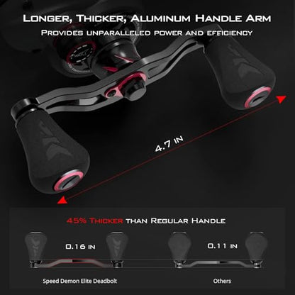 KastKing Speed Demon Elite Fishing Reel, World's Fastest 10.5:1 Gear Ratio/Deadbolt Baitcasting Reel, 10+1 Shielded Stainless Steel BB, CNC Lightweight Aluminum Frame, Available in Skipping Version - color: Deadbolt- No Drag- 7.4:1- Right