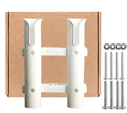 Fishing Rod Holders Wall Mounted 3 Pole Tubes Adjustable Fishing Rod Holder Bracke for Boat Kayak Garage Cooler Trailer Portable with Hardware - color: White-2 Pole