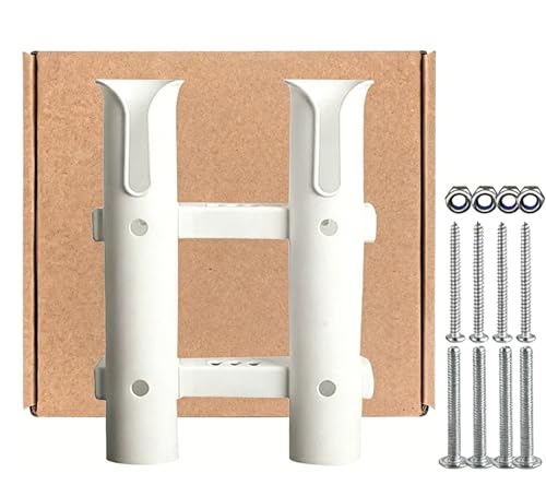 Fishing Rod Holders Wall Mounted 3 Pole Tubes Adjustable Fishing Rod Holder Bracke for Boat Kayak Garage Cooler Trailer Portable with Hardware - color: White-2 Pole