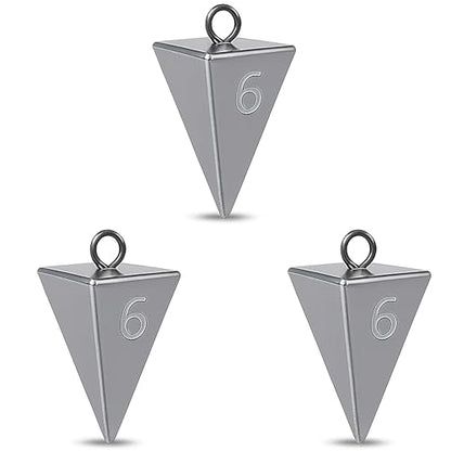 Pyramid Sinkers for Surf Fishing – Lead Fishing Weights, No-Roll Bottom Hold - style: 6oz-3pcs