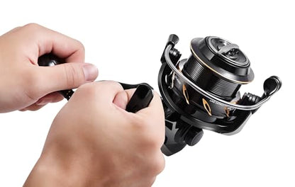 GK Spinning Reel,Fishing Reel Saltwater,Shallow Aluminum Line Cup 5.2:1 Gear Ratio, Upgraded Copper Gears, Metal Handle Knob, Smooth Bearings - size: 4000