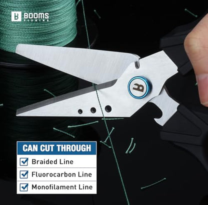 Booms Fishing Braided Line Cutter: 6.3in Multifunction Fishing Scissors - Fishing Shears with Serrated Blades and Side Wire Cutter, S04 - style: Scissors Only