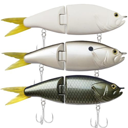 HADORAM Lure Slow Sinking Glide Bait with Fur Tail Lifelike Fishing Tackle for Trout Shad Bass Musky - color: 5.9in-3Pcs