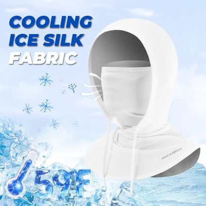 ROCKBROS Cooling Balaclava Face Mask 3 in 1 Full Face Mask for Summer with Ear Loops Neck Gaiter Sun UV Protection - color: White*3