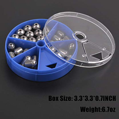 Iron Fishing Egg Sinker Weights 30pcs Fishing Sinkers and Weights Assortment Drop Bass Casting Sinker Weights with Fishing Tackle Box Kit for Saltwater Freshwater