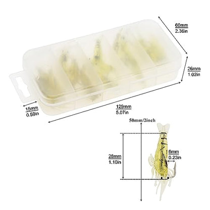 15pcs Shrimp Bait Hooks, Soft Prawn Fishing Lures Simulation Lure for Trout Bass Salmon