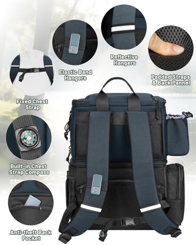 MATEIN Fishing Backpack with 4 Tackle Boxes, Fishing Bag with Rod Holder | 3600 Tackle Box 4 Pack, Water Resistant Tackle Backpack with Cooler Compartment, Safety Compass, Gifts for Fishermen - color: Grey Black