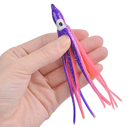 Fishing Squid Skirts Lures Octopus Skirts Trolling Lures Soft Plastic Fishing Tackle Squid Bait for Saltwater Bass Salmon Trout - color: Purple, size: 2.75in - 30pcs
