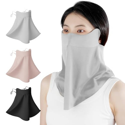 UV Sun Protection Face Mask with Neck Coverage UPF 50+ Face Shield Breathable Design for Summer Outdoor Activities - color: Grey