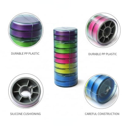 Fishing Line Spool Organizer Box, Durable PP Plastic Storage Case with Silicone Holders for Braid, Mono, and Fluoro Spools - size: 6.1 x 2.44 x 6.1 in