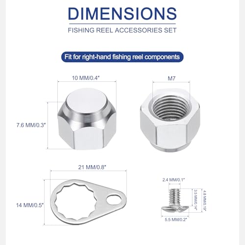 Fishing Reel Screw Nut Caps, Right Handle Knob Locking Plate Nut Replacement Parts - color: Silver, size: M7